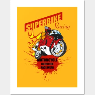 Superbike Racing Motorcycle Outfitter Race Wear, T-shirt for Men, MotorCycle Rider Tee, Biker Dad Gift Posters and Art